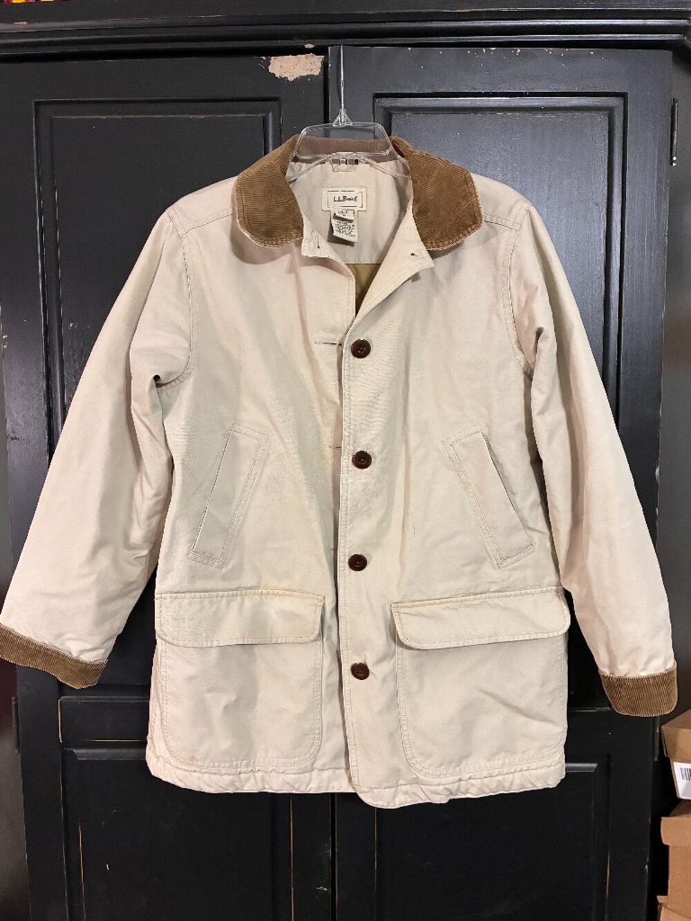 L.L. Bean Thinsulate Adirondack Barn Coat Womens Size M Beige Quilt Lined Vtg